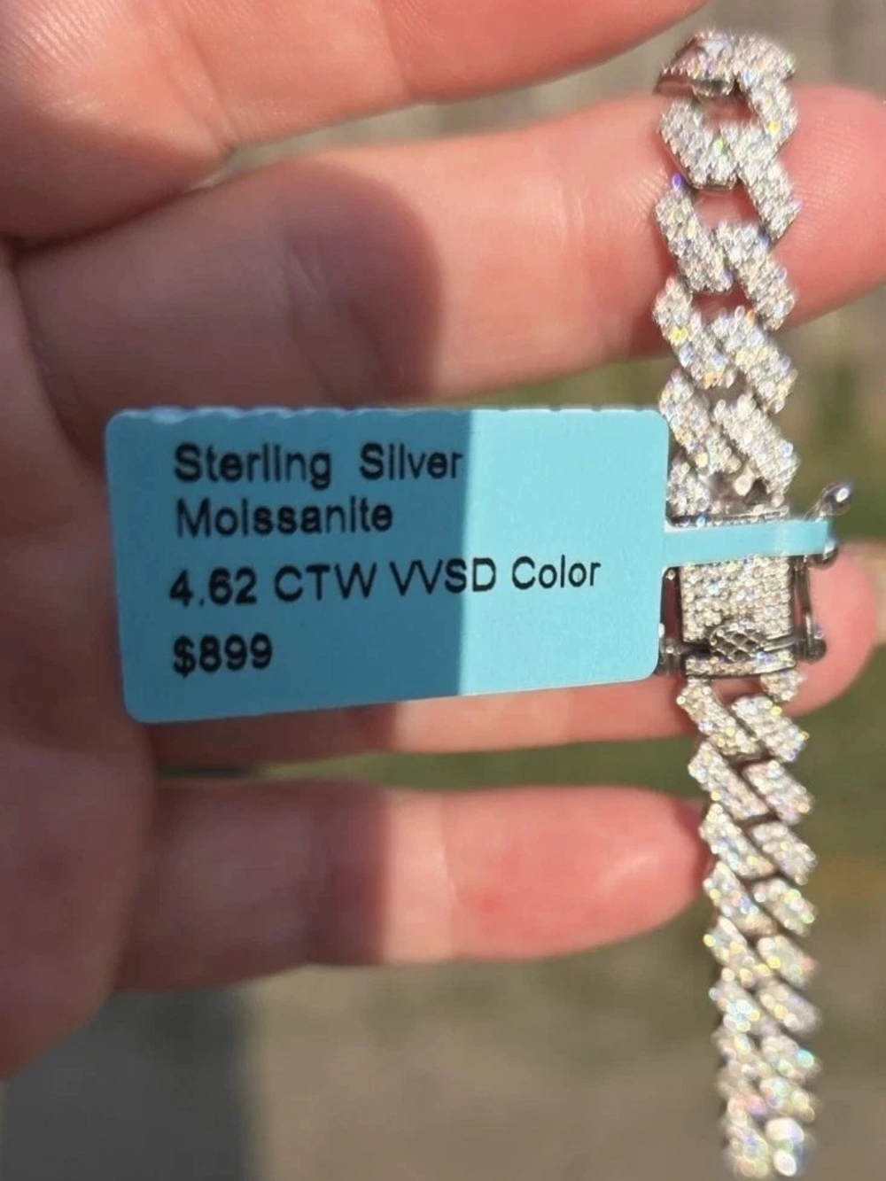 Sterling Silver Moissanite Tennis 7 1/2 Inch 8.5mm Width Bracelet in Silver